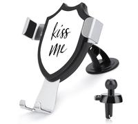Jubonexis Handwritten Black Text Kiss Me Minimalist Car Phone Holder Mount Triangle Clip Base Air Vent Cell Phone Car Mount Automotive Accessories for 4-6 Inches Cell Smartphones