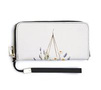 Jubonexis Hanging Flower Basket with Daisies Lavender PU Leather Clutch Long Bifold Wallet, Coin Purse Credit Pass Case, Durable Card-Holder Money Storage for Women Men