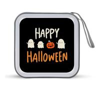 Jubonexis Happy Halloween Cartoon Ghosts Pumpkins CD Case DVD Storage Case Portable for Car Home Travel