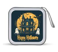 Jubonexis Happy Halloween Ghosts Haunted House CD Case DVD Storage Case Portable for Car Home Travel