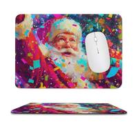 Jubonexis Happy Santa Claus Mouse Pad, Small Office Computer Mouse Pads for Desk Laptop with Non-Slip Rubber Base Mouse Mat, Gaming Mouse Pads