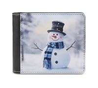 Jubonexis Happy Snowman Soft PU Leather Bifold Wallet, Coin Purse Credit Pass Case, Durable Card-Holder Slim Billfold for Men Woman Money Storage