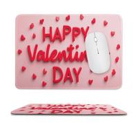 Jubonexis Happy Valentine's Day in Bold Red Letters Mouse Pad, Small Office Computer Mouse Pads for Desk Laptop with Non-Slip Rubber Base Mouse Mat, Gaming Mouse Pads