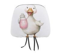 Jubonexis Happy White Goose Printed Car Headrest Cover,2 Pieces, Elastic Comfort Head Rest Cover for Women Men, Universal Fits Most Cars Van SUV Truck, Car Interior Decor Accessories