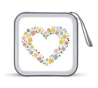 Jubonexis Heart Shape Colorful Flowers CD Case DVD Storage Case Portable for Car Home Travel