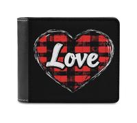 Jubonexis Heart Shape with The Word Love Soft PU Leather Bifold Wallet, Coin Purse Credit Pass Case, Durable Card-Holder Slim Billfold for Men Woman Money Storage