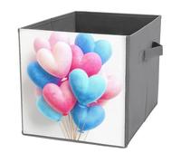 Jubonexis Heart-shaped Balloons Cluster Pink Blue Cube Storage Bins Storage Cubes Foldable Decorative Fabric Storage Baskets Home Organizers with Handles for Shelves,Closet, 27x27 CM