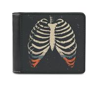 Jubonexis Heart-Shaped Human Rib Cage Retro Soft PU Leather Bifold Wallet, Coin Purse Credit Pass Case, Durable Card-Holder Slim Billfold for Men Woman Money Storage