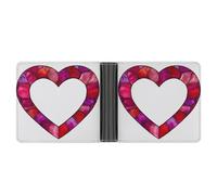 Jubonexis Heart-Shaped Stained Glass Border Frame Soft PU Leather Bifold Wallet, Coin Purse Credit Pass Case, Durable Card-Holder Slim Billfold for Men Woman Money Storage