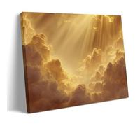 Jubonexis Heavenly Gold Sky Wall Art Poster Canvas Print Painting Aesthetic Picture for Living Room Farmhouse Decor 12x18inch(30x45cm) Frame
