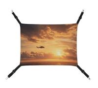 Jubonexis Helicopter Above Golden Ocean Waters Breathable Pet Hammock with Adjustable Straps Reversible Cat Hanging Bed Dog Mats