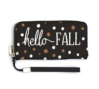 Jubonexis Hello Fall Pumpkins PU Leather Clutch Long Bifold Wallet, Coin Purse Credit Pass Case, Durable Card-Holder Money Storage for Women Men