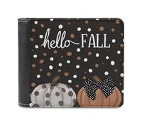 Jubonexis Hello Fall Pumpkins Soft PU Leather Bifold Wallet, Coin Purse Credit Pass Case, Durable Card-Holder Slim Billfold for Men Woman Money Storage