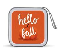 Jubonexis Hello Fall Written on Orange Pumpkin CD Case DVD Storage Case Portable for Car Home Travel