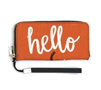 Jubonexis Hello Fall Written on Orange Pumpkin PU Leather Clutch Long Bifold Wallet, Coin Purse Credit Pass Case, Durable Card-Holder Money Storage for Women Men