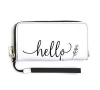 Jubonexis Hello Pumpkin Minimalist PU Leather Clutch Long Bifold Wallet, Coin Purse Credit Pass Case, Durable Card-Holder Money Storage for Women Men