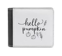 Jubonexis Hello Pumpkin Minimalist Soft PU Leather Bifold Wallet, Coin Purse Credit Pass Case, Durable Card-Holder Slim Billfold for Men Woman Money Storage
