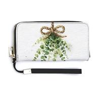 Jubonexis Hello Spring Greenery on A Rope Bow PU Leather Clutch Long Bifold Wallet, Coin Purse Credit Pass Case, Durable Card-Holder Money Storage for Women Men