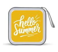 Jubonexis Hello Summer on Yellow Minimalistic CD Case DVD Storage Case Portable for Car Home Travel