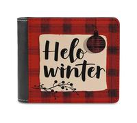 Jubonexis Hello Winter Christmas Red Soft PU Leather Bifold Wallet, Coin Purse Credit Pass Case, Durable Card-Holder Slim Billfold for Men Woman Money Storage