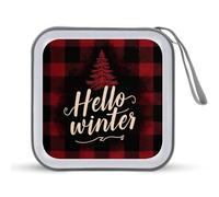 Jubonexis Hello Witner Red Black Plaid CD Case DVD Storage Case Portable