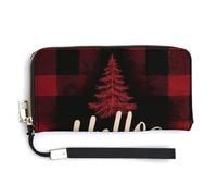 Jubonexis Hello Witner Red Black Plaid PU Leather Clutch Long Bifold Wallet, Coin Purse Credit Pass Case, Durable Card-Holder Money Storage for Women Men