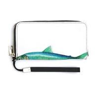 Jubonexis Herring Green Fish PU Leather Clutch Long Bifold Wallet, Coin Purse Credit Pass Case, Durable Card-Holder Money Storage for Women Men