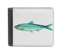 Jubonexis Herring Green Fish Soft PU Leather Bifold Wallet, Coin Purse Credit Pass Case, Durable Card-Holder Slim Billfold for Men Woman Money Storage