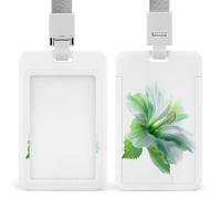 Jubonexis Hibiscus Flower with Green Elements ID Badge Holder Retractable Clip Card Holder Card Protector Name Badge Name Tag for Work Office Doctor Nurse