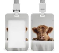 Jubonexis Highland Cow Peeking ID Badge Holder Retractable Clip Card Holder Card Protector Name Badge Name Tag for Work Office Doctor Nurse