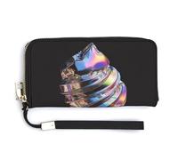 Jubonexis Holographic Style Cone Ice Cream Shape Balloon PU Leather Clutch Long Bifold Wallet, Coin Purse Credit Pass Case, Durable Card-Holder Money Storage for Women Men