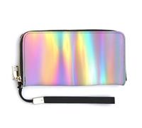 Jubonexis Holographic Texture Rainbow Foil PU Leather Clutch Long Bifold Wallet, Coin Purse Credit Pass Case, Durable Card-Holder Money Storage for Women Men