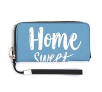 Jubonexis Home Sweet Home Heart on Blue PU Leather Clutch Long Bifold Wallet, Coin Purse Credit Pass Case, Durable Card-Holder Money Storage for Women Men