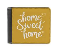 Jubonexis Home Sweet Home Heart on Yellow Soft PU Leather Bifold Wallet, Coin Purse Credit Pass Case, Durable Card-Holder Slim Billfold for Men Woman Money Storage