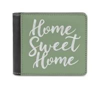 Jubonexis Home Sweet Home on Sage Green Soft PU Leather Bifold Wallet, Coin Purse Credit Pass Case, Durable Card-Holder Slim Billfold for Men Woman Money Storage