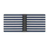 Jubonexis Horizontal Navy and White Stripes Textile Pattern Soft PU Leather Bifold Wallet, Coin Purse Credit Pass Case, Durable Card-Holder Slim Billfold for Men Woman Money Storage