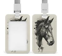 Jubonexis Horse Head ID Badge Holder Retractable Clip Card Holder Card Protector Name Badge Name Tag for Work Office Doctor Nurse