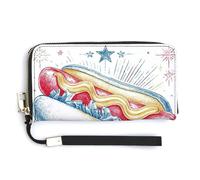 Jubonexis Hot Dog Retro American Diner Aesthetic PU Leather Clutch Long Bifold Wallet, Coin Purse Credit Pass Case, Durable Card-Holder Money Storage for Women Men