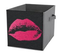 Jubonexis Hot Pink Elegant Lips Cube Storage Bins Storage Cubes Foldable Decorative Fabric Storage Baskets Home Organizers with Handles for Shelves,Closet, 27x27 CM
