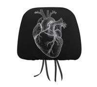 Jubonexis Human Heart Line Art Printed Car Headrest Cover,2 Pieces, Elastic Comfort Head Rest Cover for Women Men, Universal Fits Most Cars Van SUV Truck, Car Interior Decor Accessories