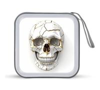 Jubonexis Human Skull Gold Cracked CD Case DVD Storage Case Portable for Car Home Travel