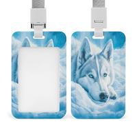Jubonexis Husky Dog Resting in The Snow ID Badge Holder Retractable Clip Card Holder Card Protector Name Badge Name Tag for Work Office Doctor Nurse