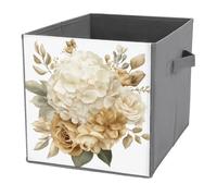 Jubonexis Hydrangeas And Roses Cube Storage Bins Storage Cubes Foldable Decorative Fabric Storage Baskets Home Organizers with Handles for Shelves,Closet, 27x27 CM
