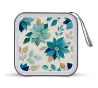 Jubonexis Ice Blue Sea Green Poinsettia CD Case DVD Storage Case Portable for Car Home Travel