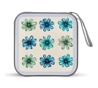 Jubonexis Ice Blue Silver Sea Green Ribbon Bow with Swirl CD Case DVD Storage Case Portable for Car Home Travel