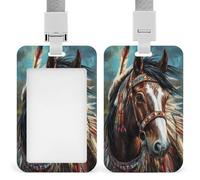 Jubonexis Indian Horse ID Badge Holder Retractable Clip Card Holder Card Protector Name Badge Name Tag for Work Office Doctor Nurse
