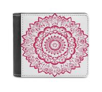 Jubonexis Indian Mandala with Hearts Simple Soft PU Leather Bifold Wallet, Coin Purse Credit Pass Case, Durable Card-Holder Slim Billfold for Men Woman Money Storage