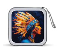 Jubonexis Indian Woman Orange and Blue CD Case DVD Storage Case Portable for Car Home Travel