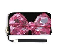 Jubonexis Ink Diamond Crystal Bow with Ribbon PU Leather Clutch Long Bifold Wallet, Coin Purse Credit Pass Case, Durable Card-Holder Money Storage for Women Men