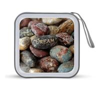 Jubonexis Inspirational Stones with Dream Text Positive CD Case DVD Storage Case Portable for Car Home Travel